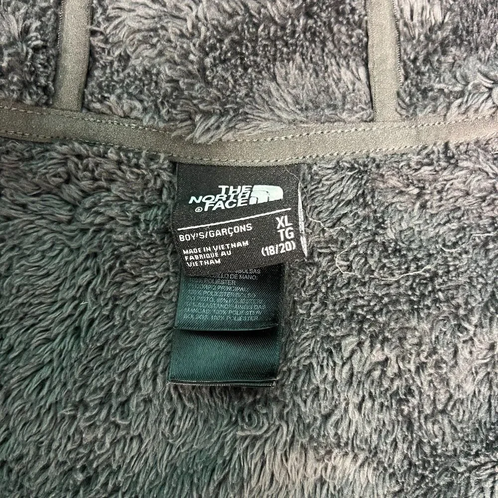 The North Face Jacket Boys XL 18-20 Black Gray Fleece Hooded Full Zip Lined